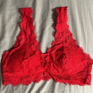 Aerie Red Lace Bralette Size M